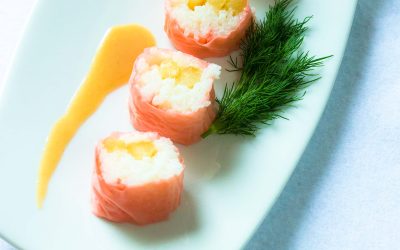 La vie en rose – rosa Sushi mit mariniertem Spargel