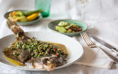 Oh goldiger Butt!   Scholle mit Gremolata und gefüllten Zucchini Blüten