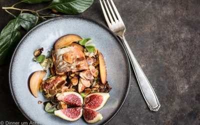 Forelle mit Rosenkohl, Feigen und Mandeln