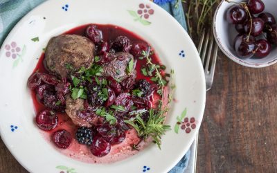 Glückliche Beerenzeit – Putenleber mit Brombeer-Balsamico und Thymiankirschen