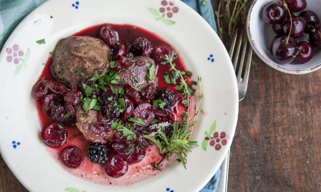 Glückliche Beerenzeit – Putenleber mit Brombeer-Balsamico und Thymiankirschen