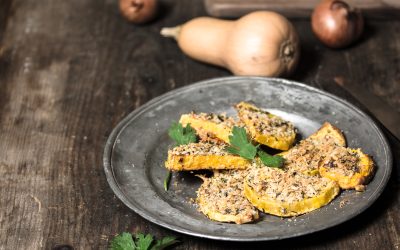 Butternut Kürbis mit Parmesan-Salbei Kruste aus dem Ofen