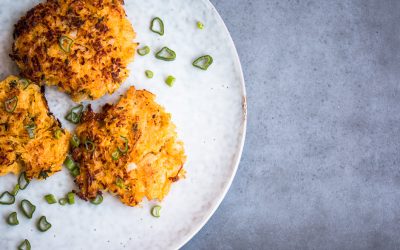 Steckrüben Puffer mit Dörrbirnenquark