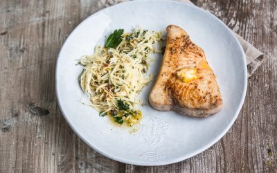 Schwertfisch mit Meyer Lemon Butter und Selleriesalat