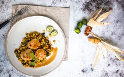 Viva Mexiko! – Jakobsmuscheln in Chorizo Öl mit Mais und Chili