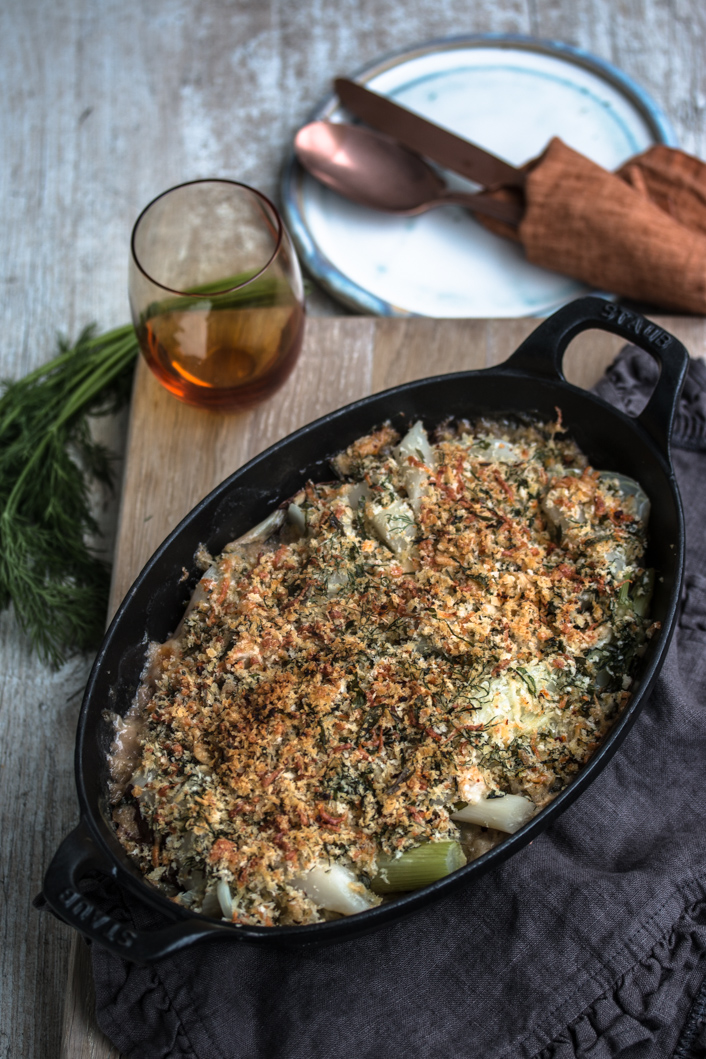 Knuspriges Schwarzwurzel Gratin mit Fenchel, Parmesan und Meyer Zitrone ...