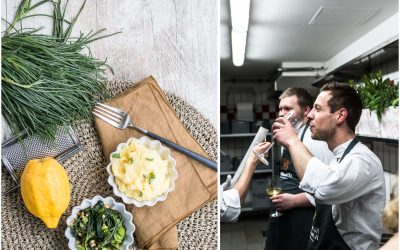 Näher dran sein – warum ich Küchenparties mag und ein grandioses Zitronen-Kartoffelpüree mit Mönchsbart und Pinienkernbutter