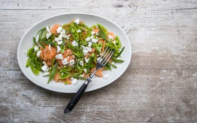 Sugar Snaps-Cantaloupe Salat mit Feta und Estragon