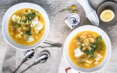 Fischsuppe vom Seeteufel mit Safran, Fenchel und Ouzo
