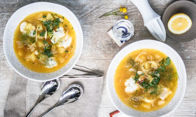 Fischsuppe vom Seeteufel mit Safran, Fenchel und Ouzo