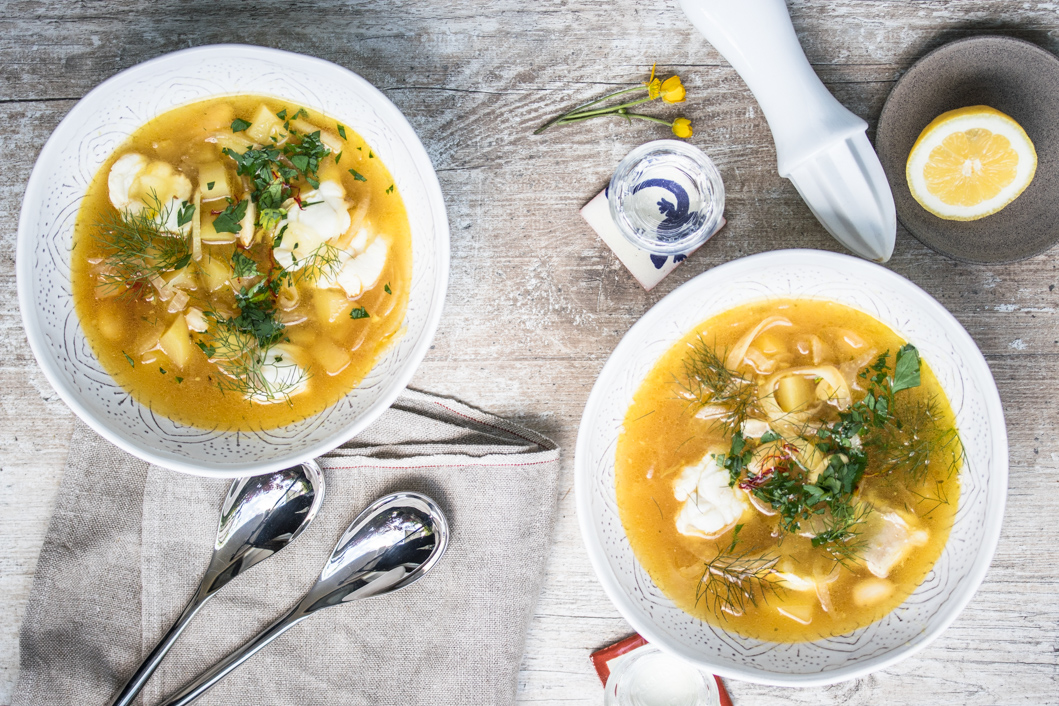Fischsuppe vom Seeteufel mit Safran, Fenchel und Ouzo - Dinner um Acht