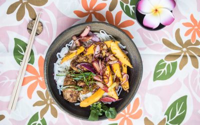 Live on TV und danach Spicy Pork mit Mango und Rhabarber