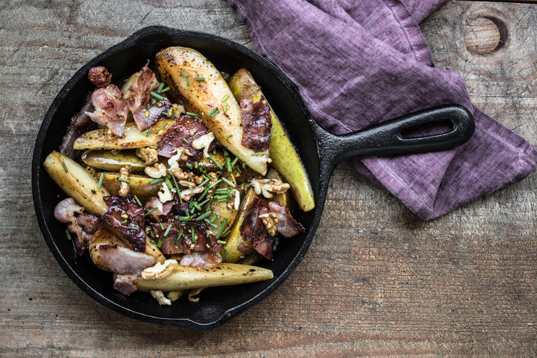 Gebratene Birnen mit Speck, Walnüssen und Senf-Dressing - Dinner um Acht