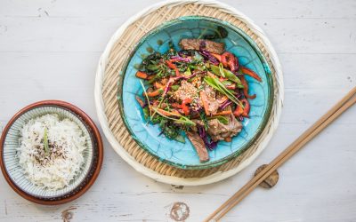 Schnelle Rinderlende mit Hoisin-Limettensauce und Zuckerschoten