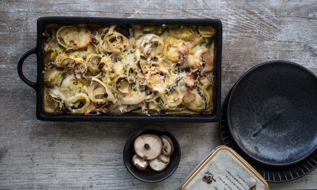 Umami Kartoffel-Lauch Gratin mit Miso