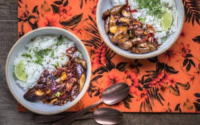 Japanische Auberginen mit Chili, Knoblauch und Limette (vegan)