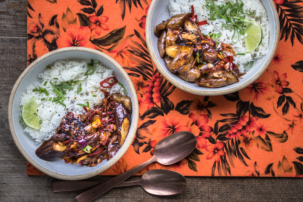 Japanische Auberginen mit Chili, Knoblauch und Limette (vegan) - Dinner ...