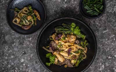 Japanische Udon mit Steinpilzen