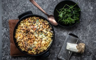 Käseknöpfle mit Sauerkraut, Shiitake und frischem Meerrettich