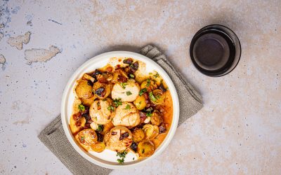 Jakobsmuscheln mit Chorizo und gelben Tomaten