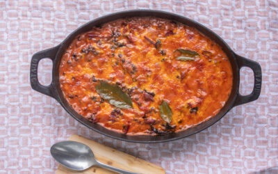 Mangold-Linsen Gratin mit Lorbeer und Muskat