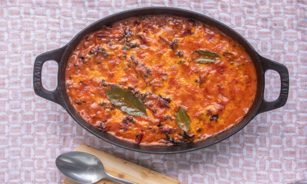 Mangold-Linsen Gratin mit Lorbeer und Muskat