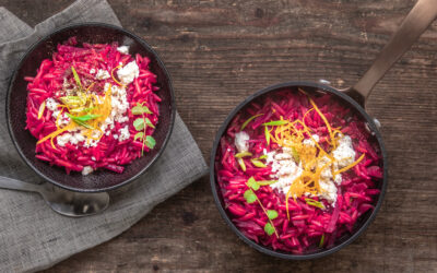 Rote Bete Orzo mit Orange, Thymian und Feta