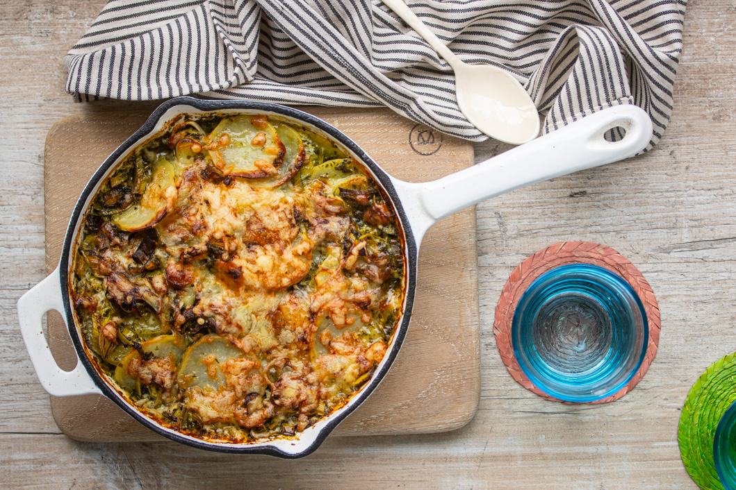 Kartoffel Gratin mit Lauch und Bärlauch