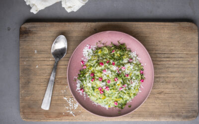 Risotto mit Spinat, Lauch und einer Prise „Sakura“