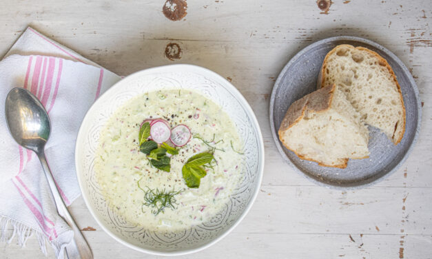 Eiskalte Fenchel-Gurkensuppe mit Radieschen und Minze