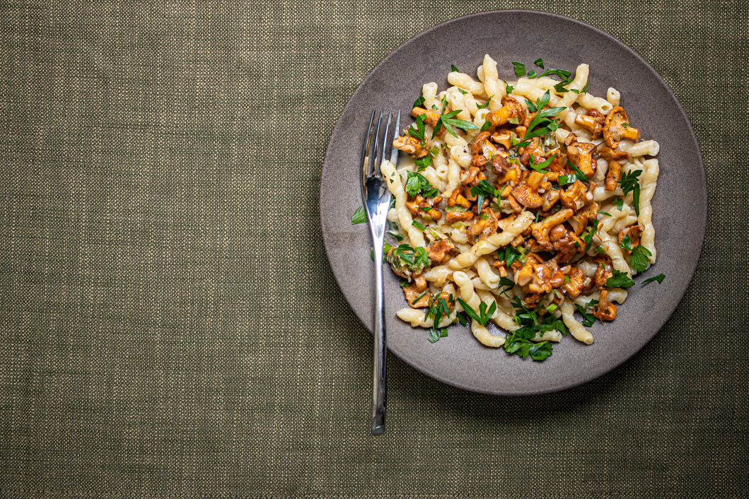 Pfifferlinge, Pasta und Cognac-Sahne